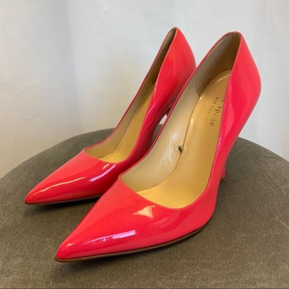 KATE Spade liquorice lipstick pink patent leather high heel pumps Sz 6.5🇨🇦 - Picture 3 of 10
